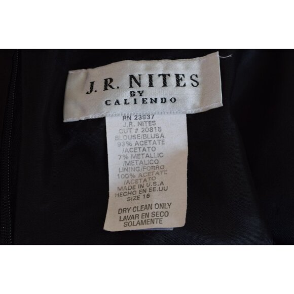 Vintage 90s Fitted J. R. Nites Acetate/Metallic Fitted Sleeveless Zippered Blous - Picture 4 of 7